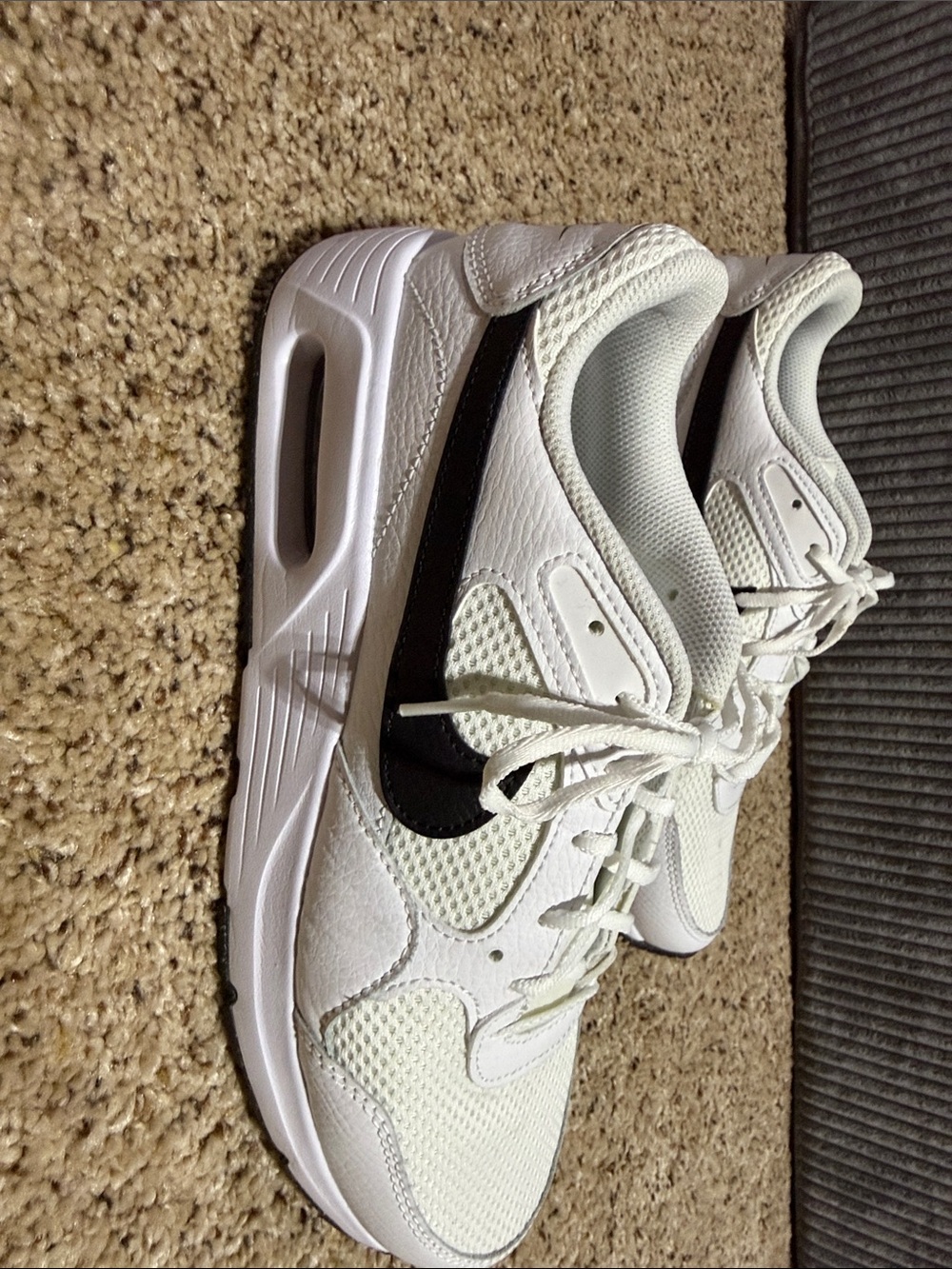 Nike White and Black Women's Lace-Up Air-Style Sneakers